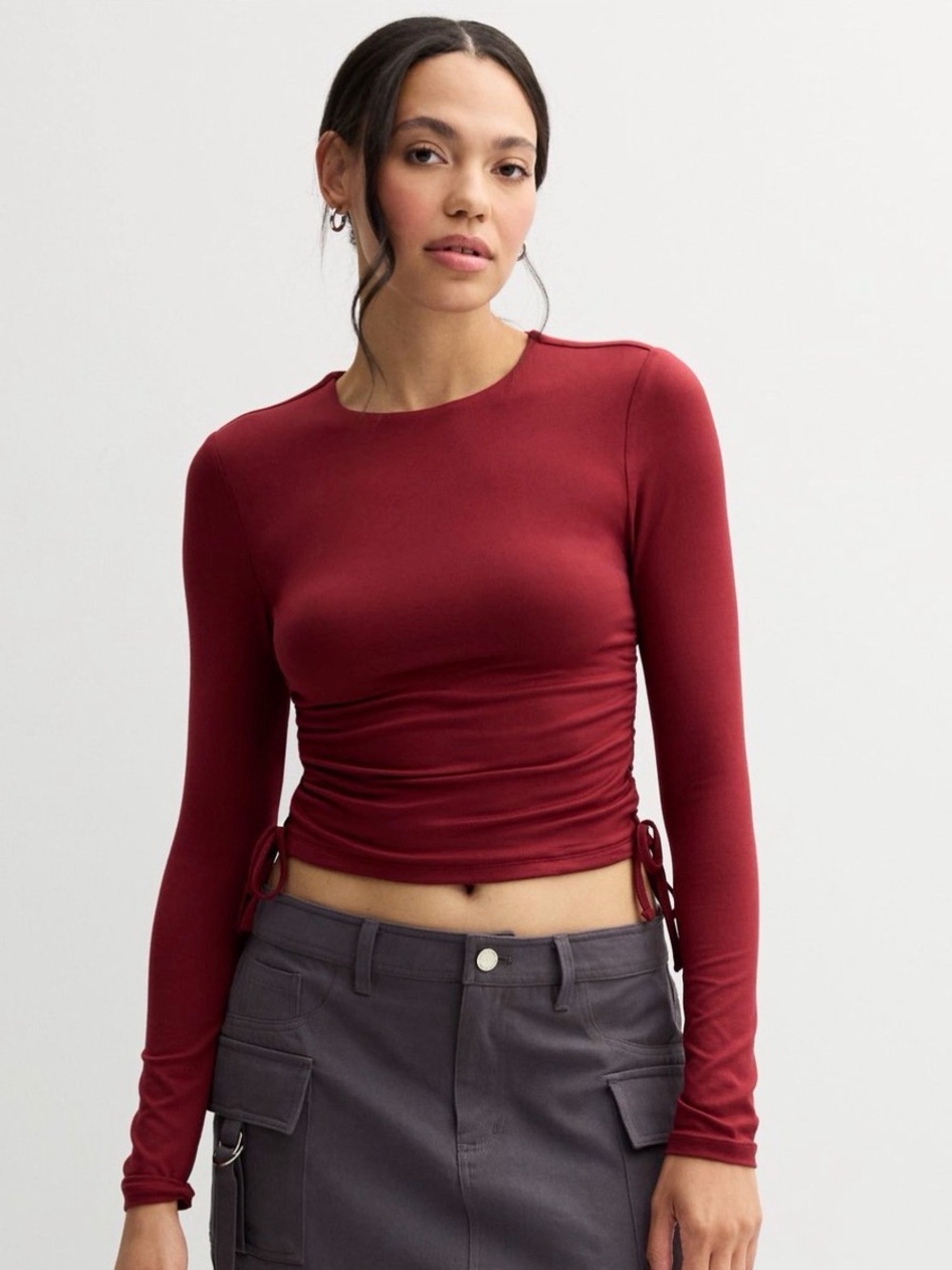 ❤️ Harper & Ivy Long Sleeve Ruched Cropped Top ❤️ ~ Large